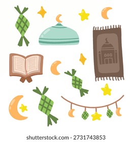 Conjunto de garabatos de ramadán, arte de Clip islámico de ramadán, marco de Fondo de pantalla de fondo eid mubarak