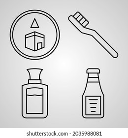 Set of Ramadan and Eid Icons Vector Illustration Isolated on White Background
  