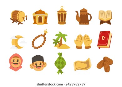 Set of Ramadan element vector illustration