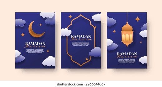 Set ramadan flyer background illustration template design