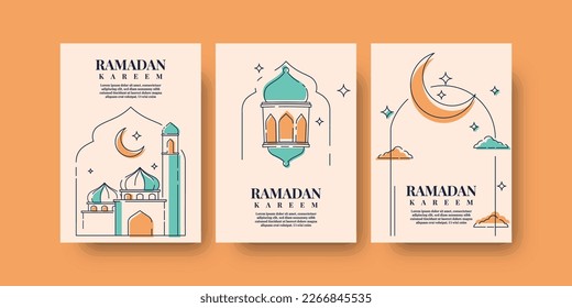 Set ramadan flyer background illustration template design