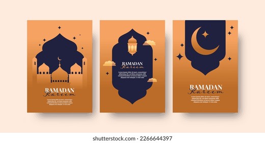 Set ramadan flyer background social media post illustration template design