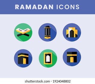 Set of Ramadan Glyph icon, Islamic Holidays Symbols collection, Muslim Festival Day Icons, Vector Sketch illustrations eps 10
