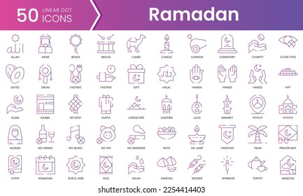 Set of ramadan icons. Gradient style icon bundle. Vector Illustration