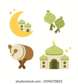 Set of Ramadan Islamic Celebration Element Illustration