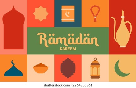 CONJUNTO DE ICONO RAMADÁN E ISLÁMICO, INCLUYENDO, CÓMO, CRECIENTE
, LANTERA EN ESTILO MINIMALISTA CON COLOR ALEATORIO