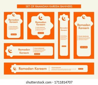 set of ramadan kareem background design, modern islamic banner collection, fasting, web, poster, flyer, advertising illustration design