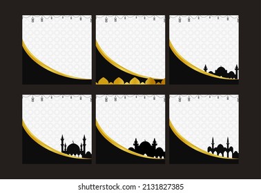 Set of Ramadan Kareem Background. Islamic Background, Muslims greeting card, invitation, poster, banner, and Copy space area. Suitable to be placed on content with that theme.
