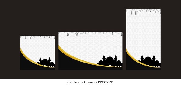 Set of Ramadan Kareem Background. Islamic Background, Muslims greeting card, invitation, poster, banner, and Copy space area. Suitable to be placed on content with that theme.

