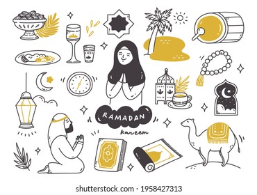 set of ramadan kareem doodles