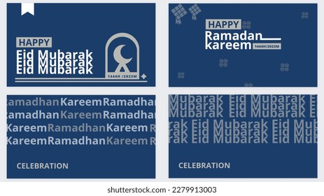 A set of Ramadan Kareem and Eid al-Fitr design.Islamic greeting card, typography, and media promotion. 