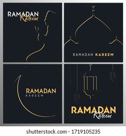 Set of Ramadan Kareem greeting banners. Muslim feast of the holy month