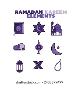 set ramadan kareem Icon Vector. set of islamic icons vector image.