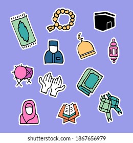 Set of Ramadan Kareem Icons Stickers
