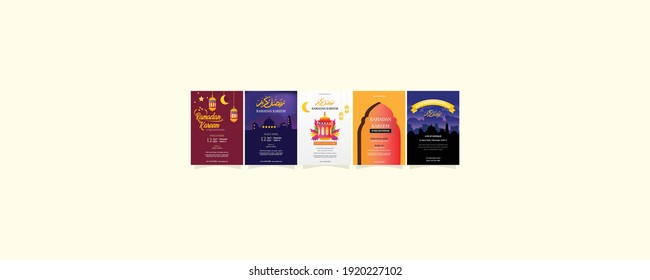 Set of Ramadan Kareem Iftar party celebration collection bundles 1442 H. vector illustration