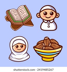 Set Of Ramadan Kareem Illustration Vector