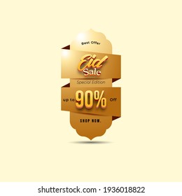 Set Ramadan Kareem Label sale banner, sticker, badge, ads pop up banner. Special offer Eid Sale Special Edition. Islamic promotion vector illustration with realistic and Luxury style