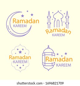 Set of Ramadan Kareem Labels
, Ramadan Kareem greeting beautiful for banner islamic background

