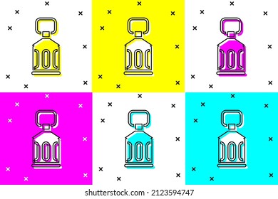 Set Ramadan Kareem lantern icon isolated on color background.  Vector