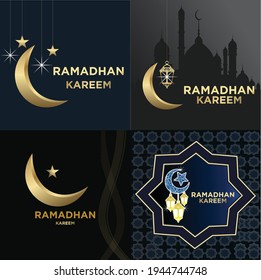 A set of Ramadan Kareem moon background concepts with a simple and elegant design