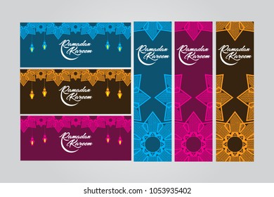 Set Of Ramadan Kareem .Vector Illustration Design.Greeting and Banner