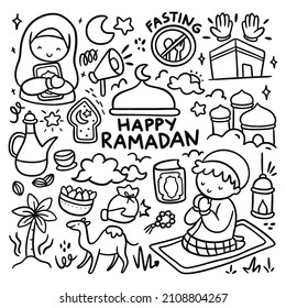 Set of Ramadan Kawaii Doodle