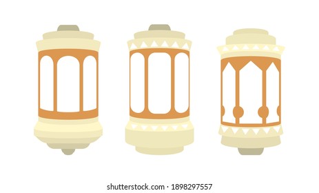 Set of ramadan lantern, collection of happy ramadan lantern decoration flat style design vector illustration