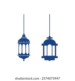 Set of ramadan lantern, collection of happy ramadan lantern decoration flat style design vector illustration.