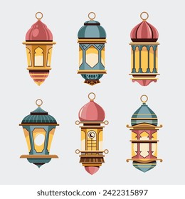 Set of ramadan lantern, collection of Islamic ramadan lantern decoration