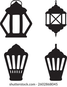 Set of Ramadan lantern design icons vector on white background.