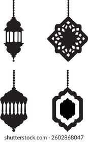 Set of Ramadan lantern design icons vector on white background.