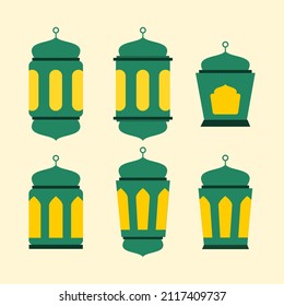 set of ramadan lantern flat style