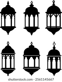 Set of Ramadan lantern silhouettes, perfect for Islamic holidays and cultural celebrations