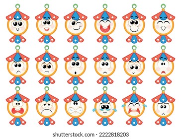 Set of Ramadan lanterns emojis Emoticons and Smiles icons Isolated cartoon vector illustration