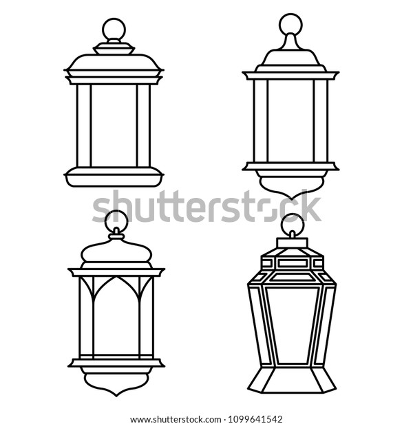Set Ramadan Lanterns Vintage Arabic Lantern Stock Vector Royalty Free 1099641542
