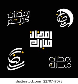 Set de Ramadan Mubarak y Ramadan Kareem escrito en caligrafía árabe para uso durante el Mes Sagrado del Ramadán.
