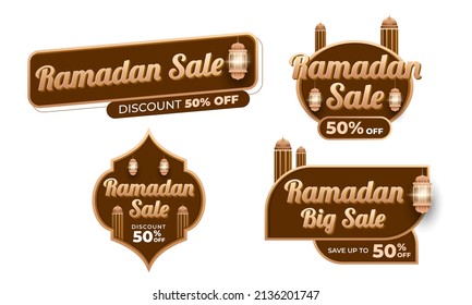 Set of Ramadan sale badge label. Editable modern vector isolated