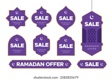 Set of Ramadan Sale Labels. Eid Offer Discount Tag Collection, discount, mega and Big sale, special offer. Vector illustration