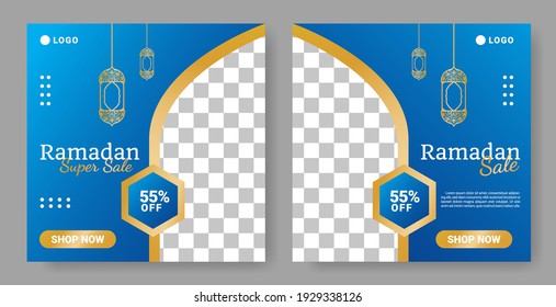 Set of ramadan sale social media template elegant luxury. Vector Eps10