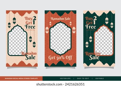Set of Ramadan sale social media post stories promotion for business template