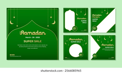 Set Ramadan Sale Square Banner Promotion Template Suitable for Promotion and Social Media Template