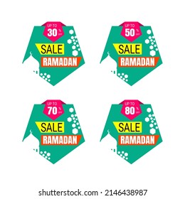 Set of ramadan sales banner tag labels. discount and best offer tag, Flat Design Element for Sticker, Badge, Logo, Banner, Design Vector Template.