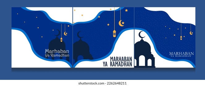set Ramadan Social Media Post diseño. Una buena plantilla para la publicidad en las redes sociales. Perfecto para publicaciones en medios sociales, antecedentes y anuncios en Internet de banners web
