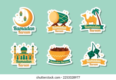 Set of Ramadan Sticker Design