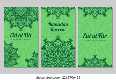 set of ramadan vertical background mandala design element