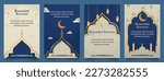 set ramadan vertical template in blue gold color for post, poster and banner. islamic ramadan theme vector illustrations EPS10