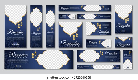 set of ramadan web banners of standard size with a place for photos. Ramadan template design. vector illustration