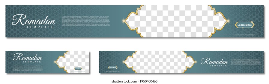 Set von ramadan Web-Bannern in Standardgröße mit einem Platz für Fotos. Ramadan Template Design. Vektorgrafik
