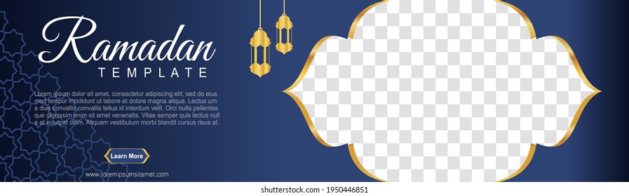 conjunto de banderas web de ramadán de tamaño estándar con un lugar para las fotos. Diseño de plantillas de Ramadán. ilustración vectorial