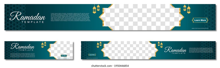 set of ramadan web banners of standard size with a place for photos. Ramadan template design. vector illustration